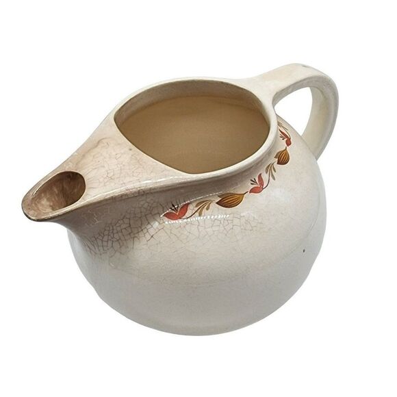 Vintage 1940's Universal Cambridge Glazed Pottery Pitcher Age Cracks in Glaze - Picture 4 of 11